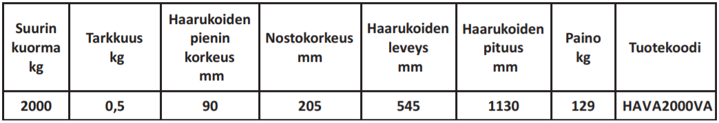 Haarukkavaunu 2000kg
