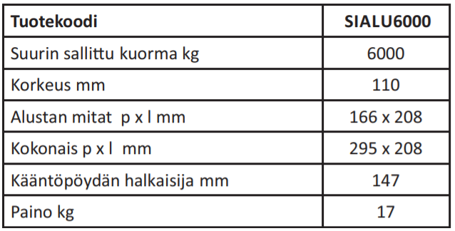 Siirtoalusta 6000kg